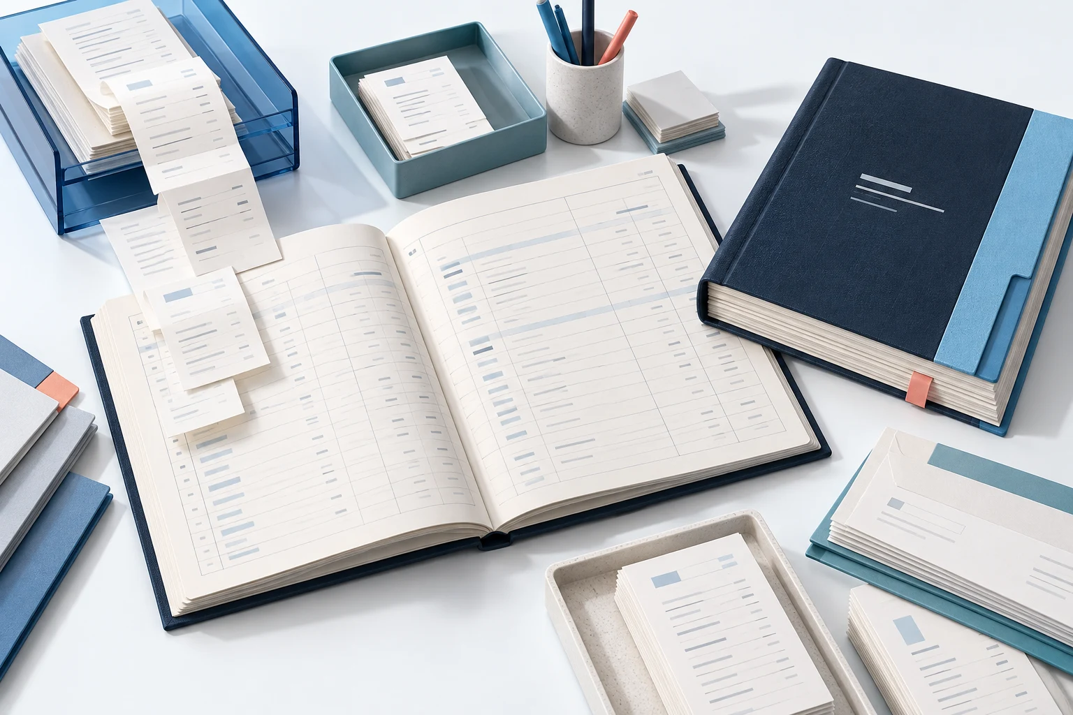 Bookkeeping workflow from source documents through ledger records to reconciliation
